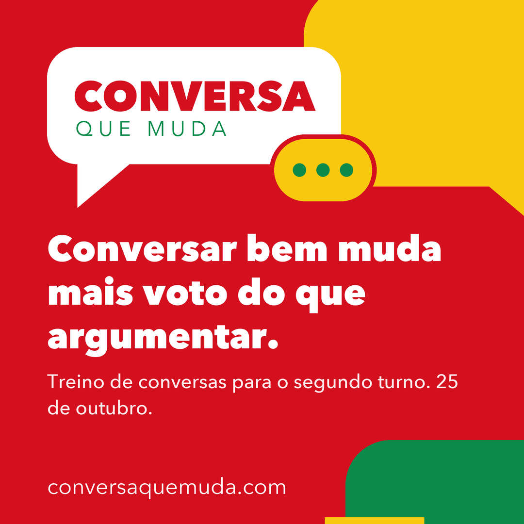 Imagem de divulgação do Conversa que muda, formato quadrada (feed e whatsapp)