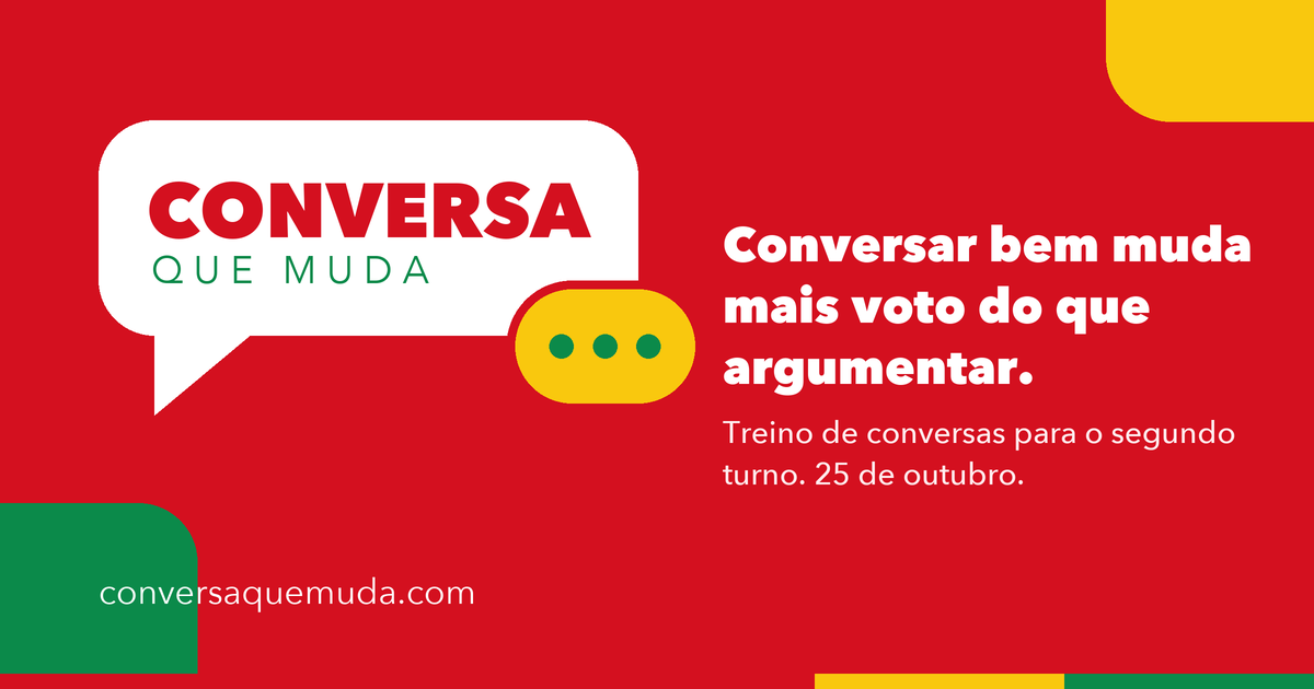 Imagem de divulgação do Conversa que muda, formato horizontal (prévia de link)